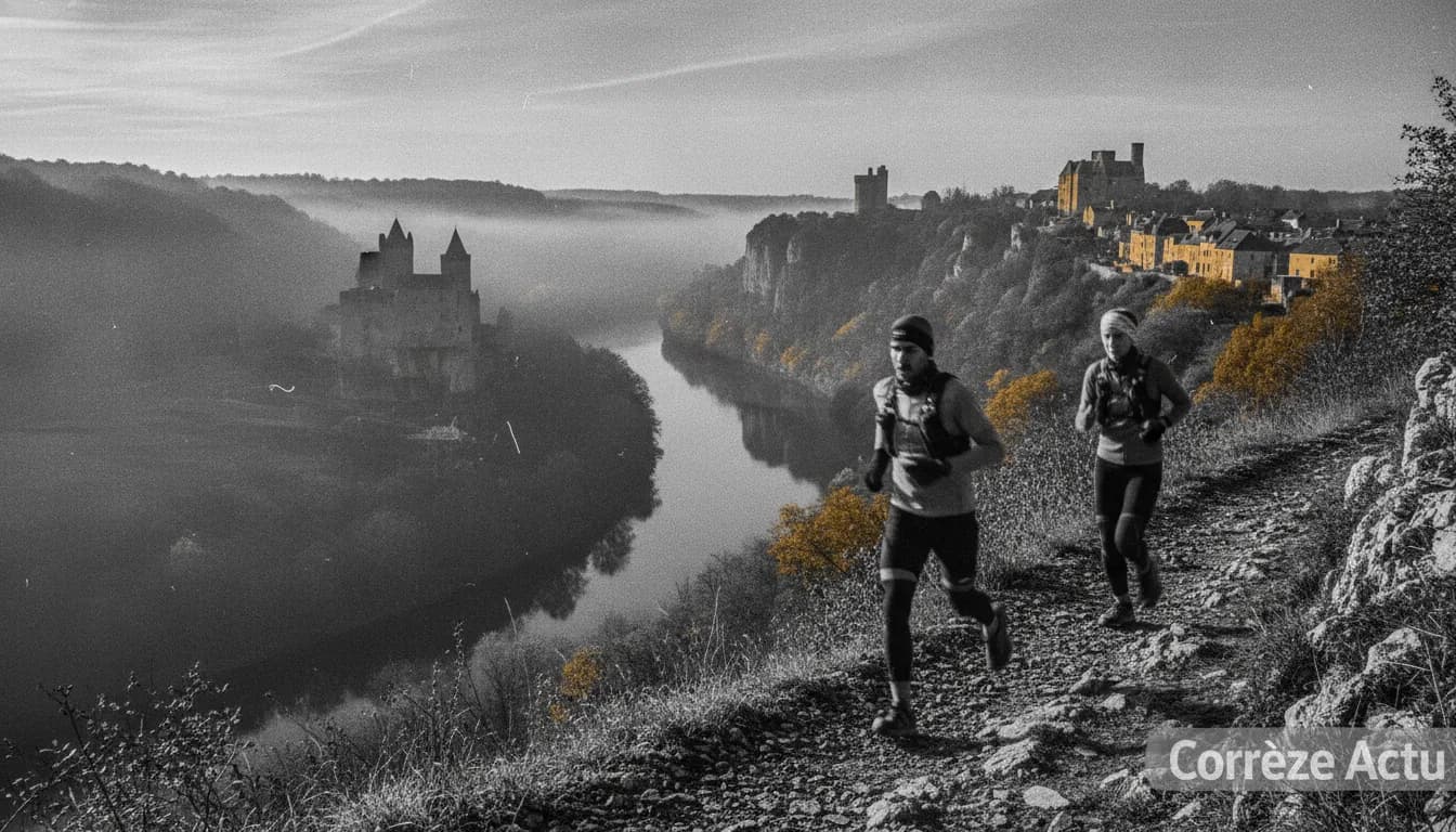 Affiche de : Marathon Trail du Périgord Noir : 43 km de Domme à Belvès à travers les Plus Beaux Villages