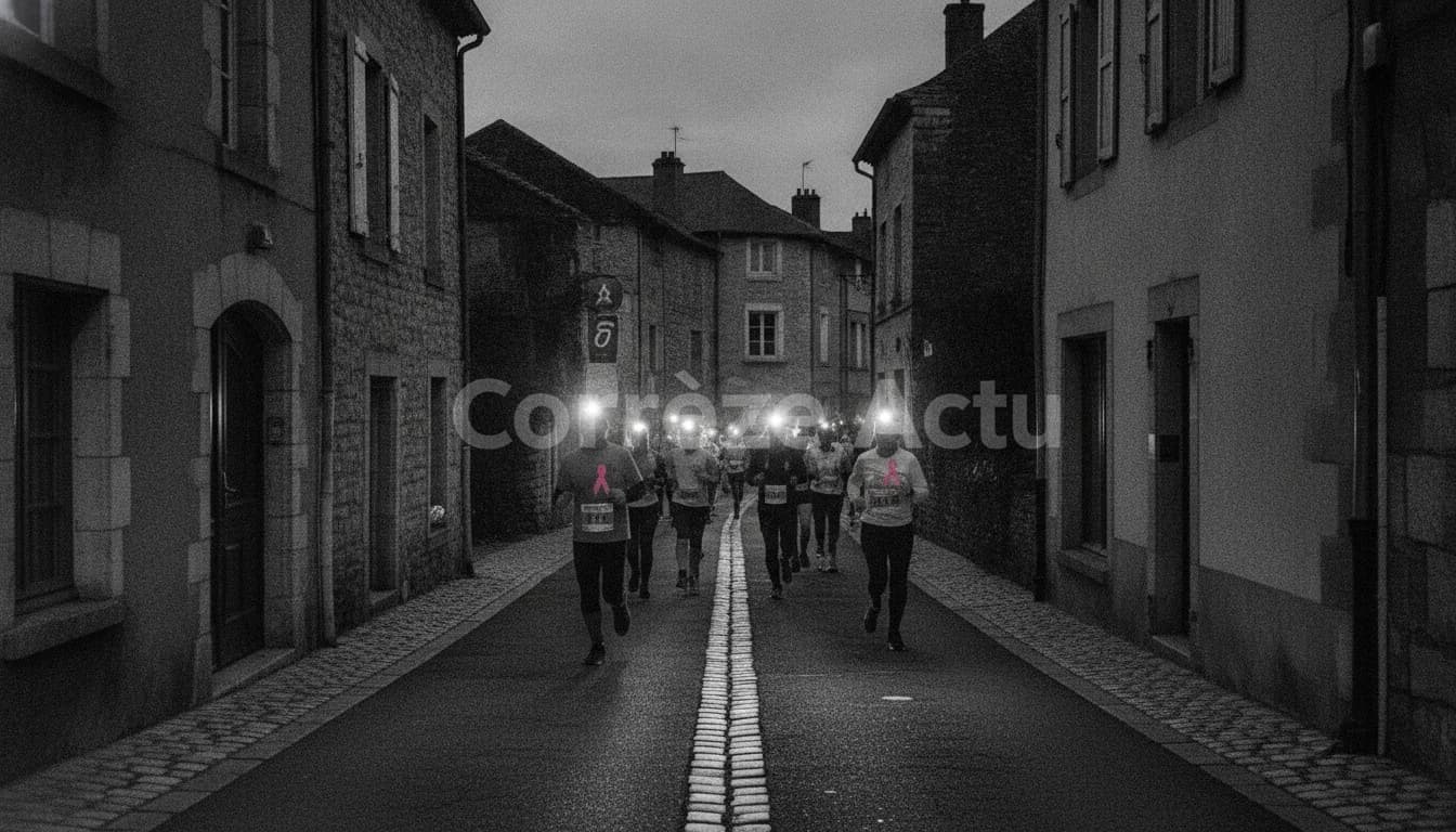 Affiche de : Beynat court à la lampe frontale pour Octobre Rose