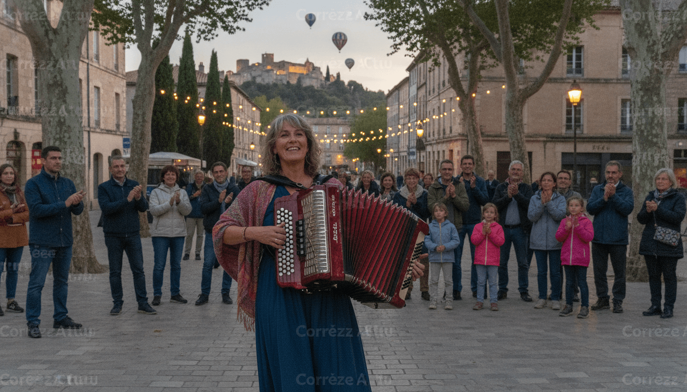 Illustration : 83 heures d'accordéon place Gambetta : Christelle de Franceschi vise le Guinness à Tulle