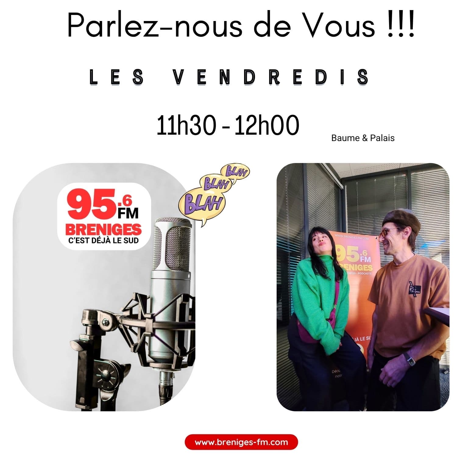 Illustration : PARLEZ-NOUS DE VOUS avec le duo Baume et Palais ce vendredi 2/10/2026